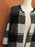 AQUA BRAND BLOOMINGDALES BLACK WHITE PLAID SWEATER