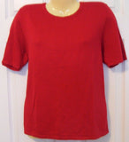 Liz Baker Women Pull Over Top XL 55/45 Acryic/Cotton Knit Short Sleeve Red