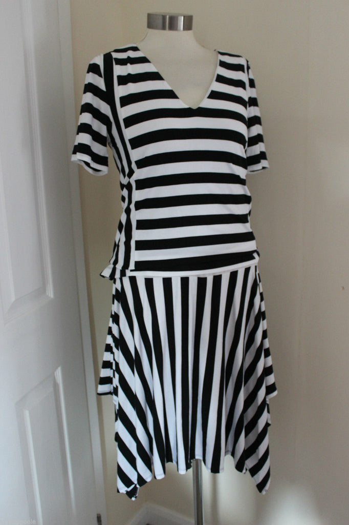 size 16 black / white stripe dress best of british collection