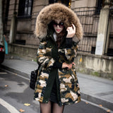 Womens Camouflage Duck Down Cotton Long Jacket Coat Trench Outwear Padded Parka