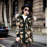 Womens Camouflage Duck Down Cotton Long Jacket Coat Trench Outwear Padded Parka