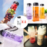 X2 "MY BOTTLE" 500ML Portable Clear Plastic Ice Fruit Juice Water Bottle Sport