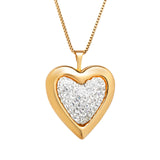 Heart Locket Pendant with Swarovski Crystal in 14K Gold Over Sterling Silver