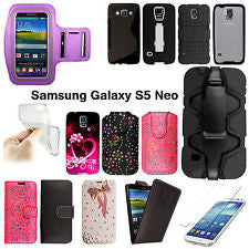 Tempered Glass/Leather Wallet Flip/Silicone Gel Case For Samsung Galaxy S5 Neo