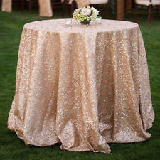 120'' Round Sparkle Champagne Sequin Tablecloth For Wedding/Event/Party/Banquet