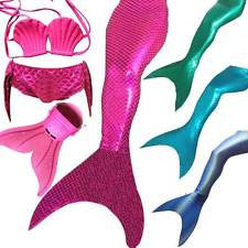 2016 New 3 set Ariel mermaid Tail costume with monofin Swimming bikini clothing