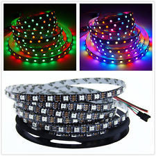 5M WS2812B WS2811 IC RGB 5050 LED Pixels Strip Light Black PCB DC 5V Addressable