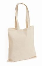10 Pack 100% Premium Cotton Canvas Shopping Shoulder Tote Shopper Bags Beige