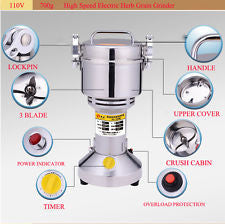 700g High Speed Electric Herb Grain Grinder Cereal Mill Flour Powder Machine