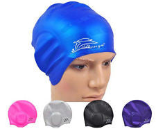 Blue Adult Silicone Swim Cap Flexible Durable Elasticity Swimming Hat