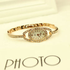 Fashion Women Rhinestone Crystal Lady Stainless Steel Analog Quartz Wrist Watch