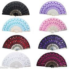 Spanish Lace Silk Folding Hand Held Dance Fan Flower Pattern