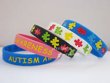 AUTISM AWARENESS Silicone Debossed Filled in Colour Wristband Bracelet