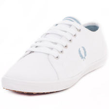 Fred Perry Kingston Twill Womens Fabric White Blue Trainers