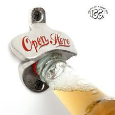 Vintage Style Retro Open Here Wall Mounted Beer Coke Bottle Opener with Fixings