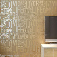Embossed Love Letter Textured Modern Wallpaper Roll For Living Room