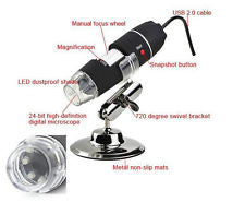 50X-500X 2.0 MP LED Lighted USB Digital Microscope Magnifying Glass w/ Stand