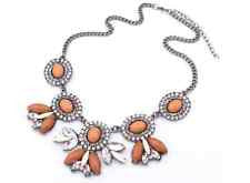 Inlay CZ Arcylic Pendant Silver Plated Chain Elegant Collar Statement Necklace