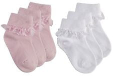 Tick Tock Baby Girls Cotton Rich Frilly Lace Top Socks