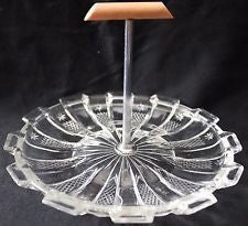 Art Deco Glass & Chrome Handled Cake / Sandwich Stand