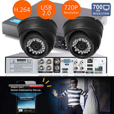 4 Channel HDMI 960H CCTV 2x 700TVL Camera Security Recorder DVR Motion Detection