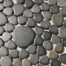 gray ceramic pebble mosaic tile kitchen backsplash garden balcony floor wall