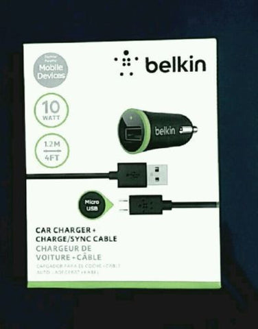 Universal OEM Belkin Car Charger+Micro USB Sunc Cable For Samsung