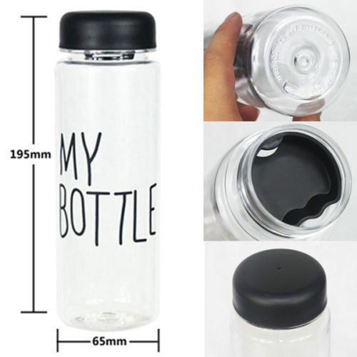 MY BOTTLE" 500ML Portable Clear Plastic Ice Fruit Juice Water Bottle Sport
