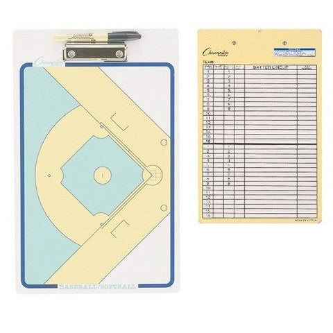 Champion Dry Erase 2 Sided Baseball Coach Coaching Board With Marker CBBA