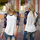 Womens Long Sleeve Shirt Casual Lace Blouse Loose Cotton Tops T Shirt