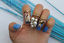 3 ZINC ALLOY KNUCKLE BAND MIDI FINGER RINGS - 16.5 mm PEARL & GOLD
